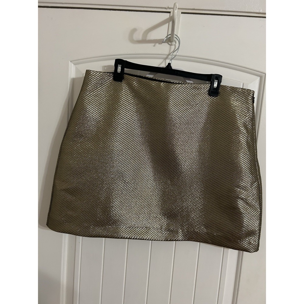 LOFT Women's Gold Metallic Mini Skirt Size‎ 16 Shimmer